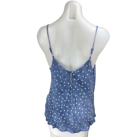 Style Rack Women's Blue Polka Dot Sleeveless Cowl Neck Cami Camisole Tank Top L - Picture 2 of 4